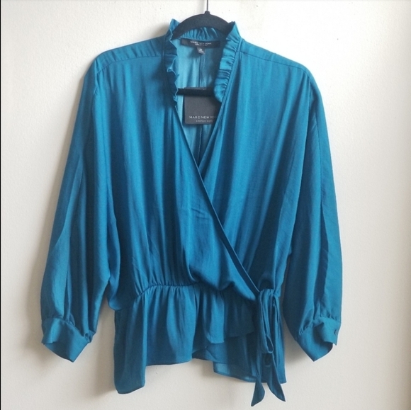 MARC NEW YORK PULLOVER WRAP BLOUSE WOMEN'S SIZE XSMALL - Picture 2 of 2